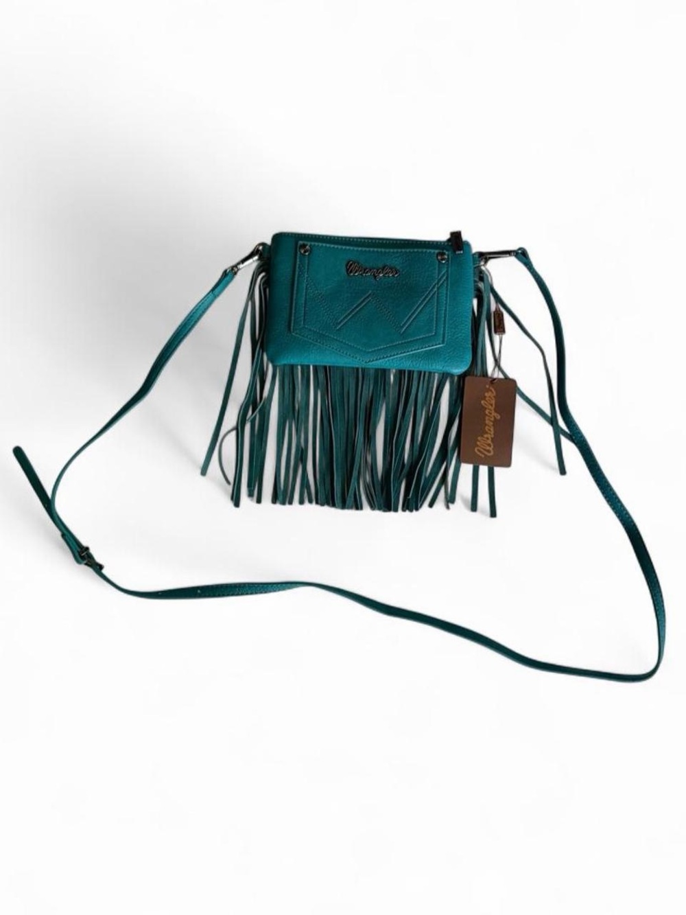 NWT Wrangler Turquoise Tooled Fringe Crossbody Bag Western Cowgirl - Picture 6 of 9